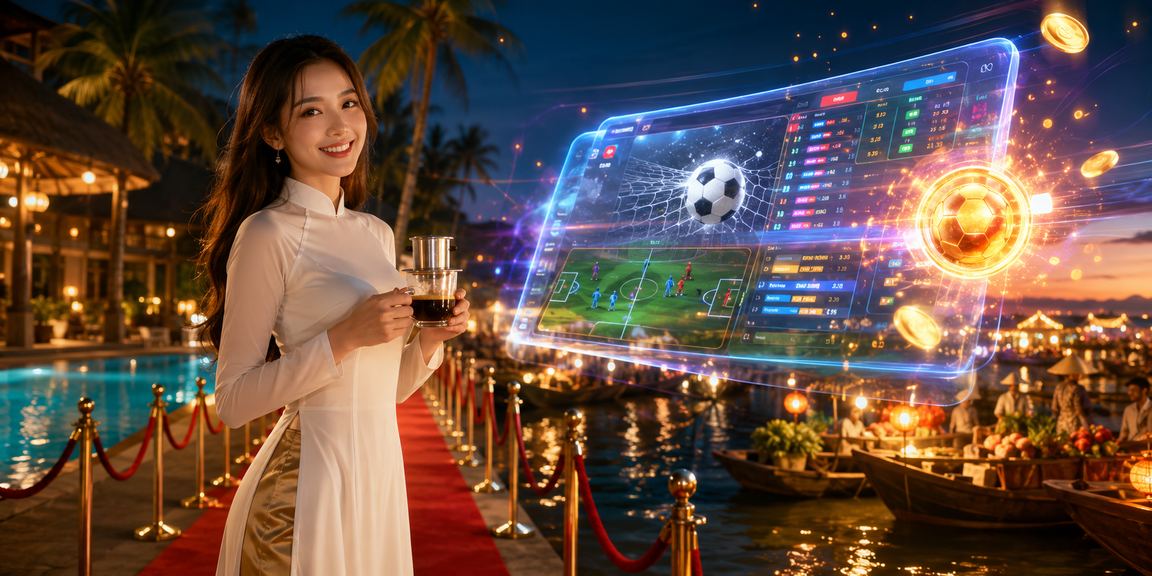 Người dùng Mũi Né ngồi uống cà phê và truy cập nền tảng cá cược trên điện thoại
